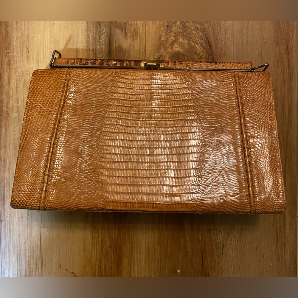 Vintage Alligator Embossed Leather Clutch